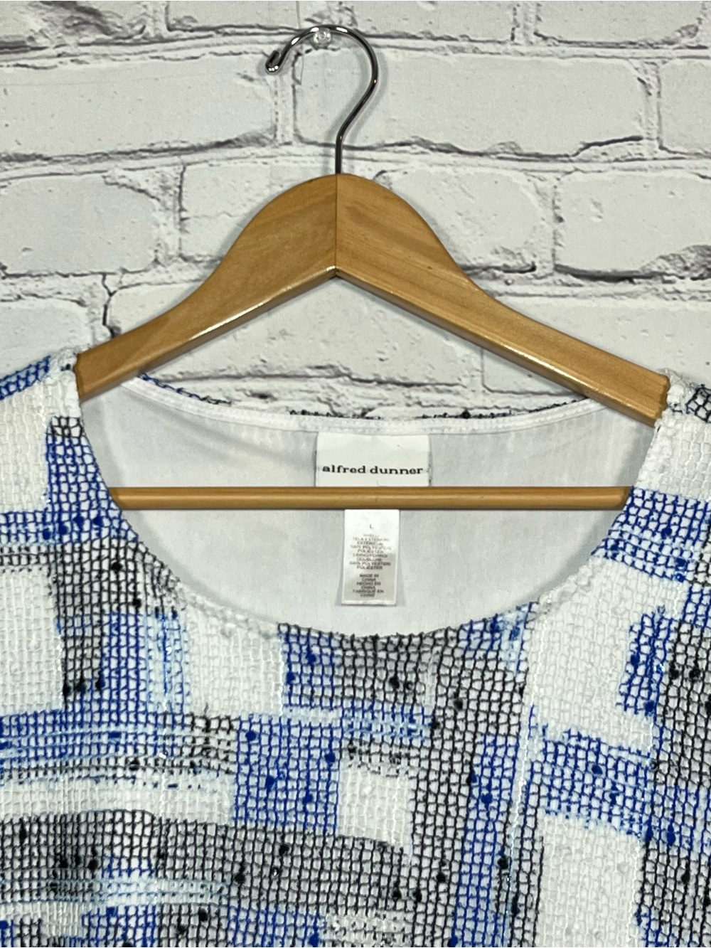 Alfred Dunner Layered Open Weave Blouse T Shirt Womens Size Large Geometric - Picture 3 of 14